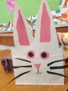 We made bunny baskets with our Grade 7 Buddies.